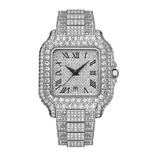 Iced Out Diamond Square Watch - Men's & Women's Hip Hop Quartz