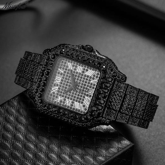 Iced Out Diamond Square Watch - Men's & Women's Hip Hop Quartz