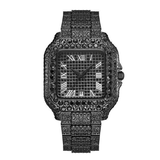 Iced Out Diamond Square Watch - Men's & Women's Hip Hop Quartz