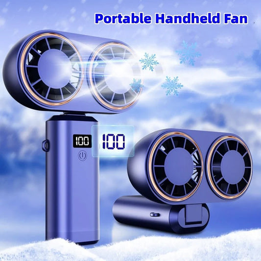 Portable USB Rechargeable Neck Fan – 5-Speed Foldable Mini Fan with Display Screen for Travel & Office in UAE