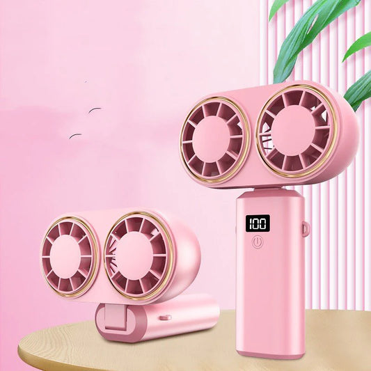 Portable USB Rechargeable Neck Fan – 5-Speed Foldable Mini Fan with Display Screen for Travel & Office in UAE