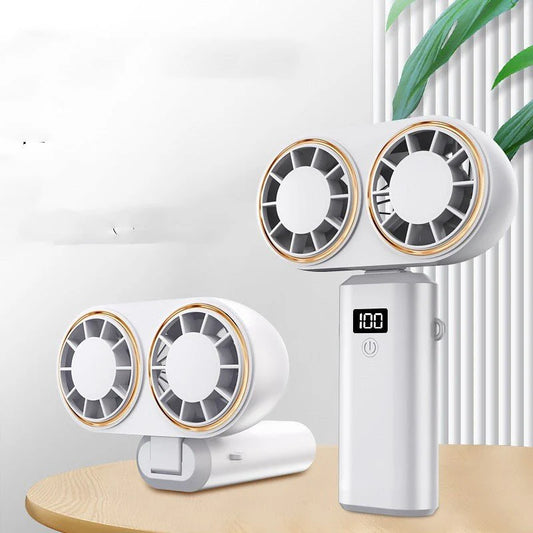 Portable USB Rechargeable Neck Fan – 5-Speed Foldable Mini Fan with Display Screen for Travel & Office in UAE