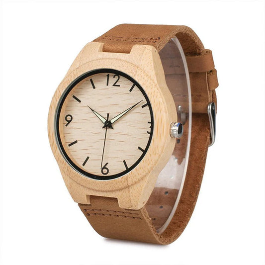 Bobo Bird A09 Wooden Watch - Eco-Friendly Bamboo & Leather